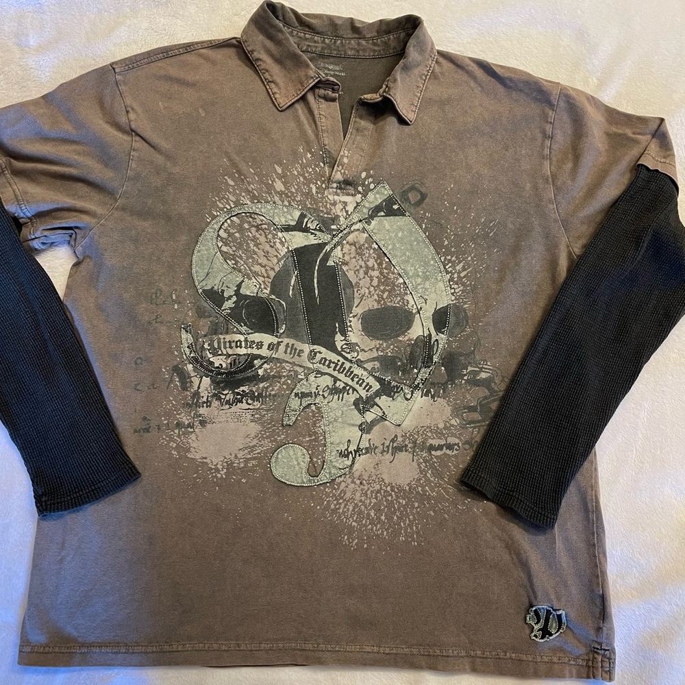 Disney Men's Brown Pirates of the Caribbean Long Sleeve Shirt